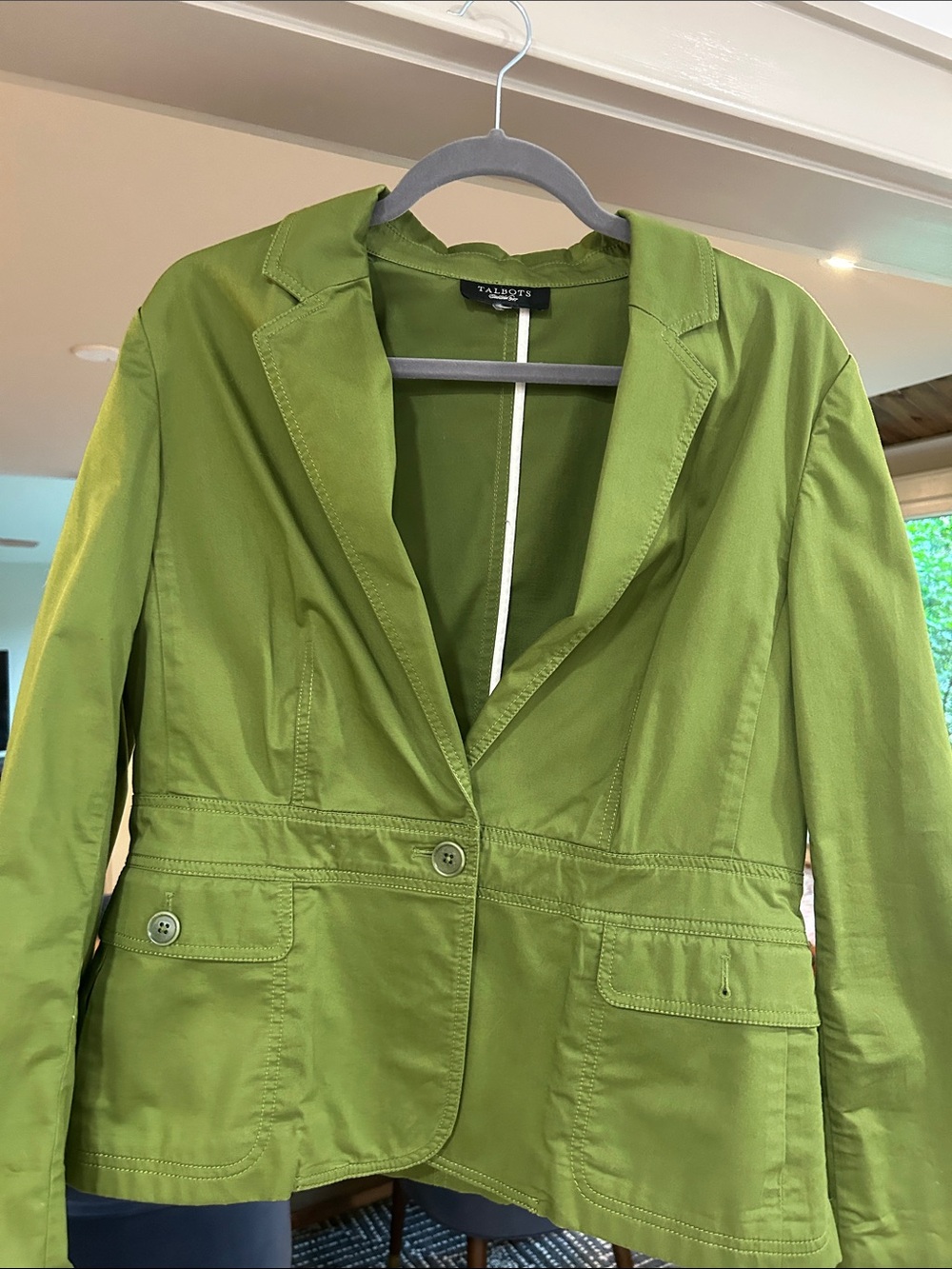 Talbots Bright Green Single-Button Cotton Blazer